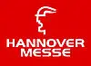 Rotes Viereck mit Hermes & Text "HANNOVER MESSE"