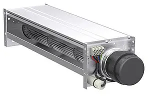 centrifugal fan Q model range QK cross flow fan frontal view 45 degrees rotated