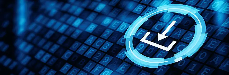 data table with download icon