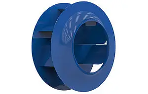 blue impeller centrifugal fan C model range from ZIEHL-ABEGG frontal view 45 degrees rotated