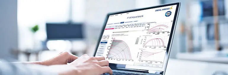 Laptop with FANselect selection software for fans