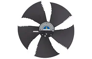 black biomimetically designed axial fan FE3owlet with ECblue motor frontal view