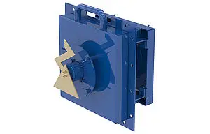 blue baking fan from ZIEHL-ABEGG frontal view 45 degrees rotated